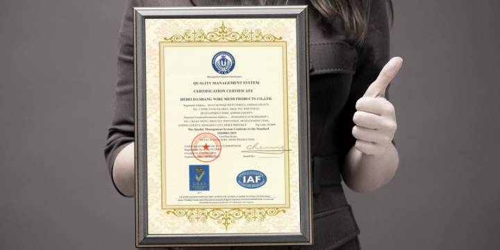 ISO 9001 quality management system certificate