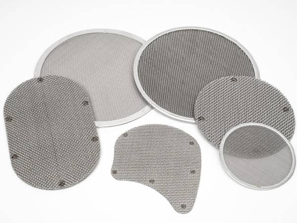 Extruder filters with different filter mesh materials in round, oval and warp shapes