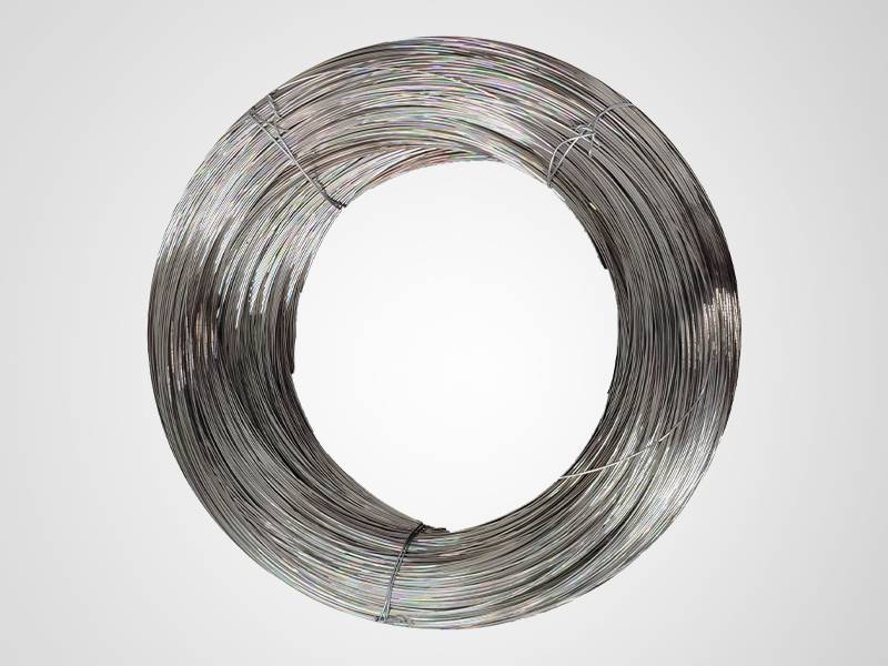 A roll of stainless steel spring wire is displayed.