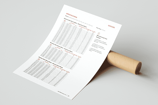 Eine detaillierte Seite des Datenblatts für gewebte Filtertücher.